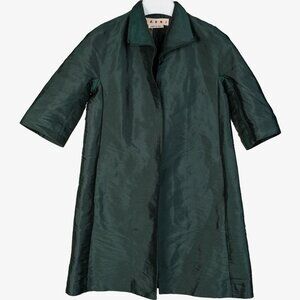 Marni Deep Green Metal Fibre Retro Swing Coat